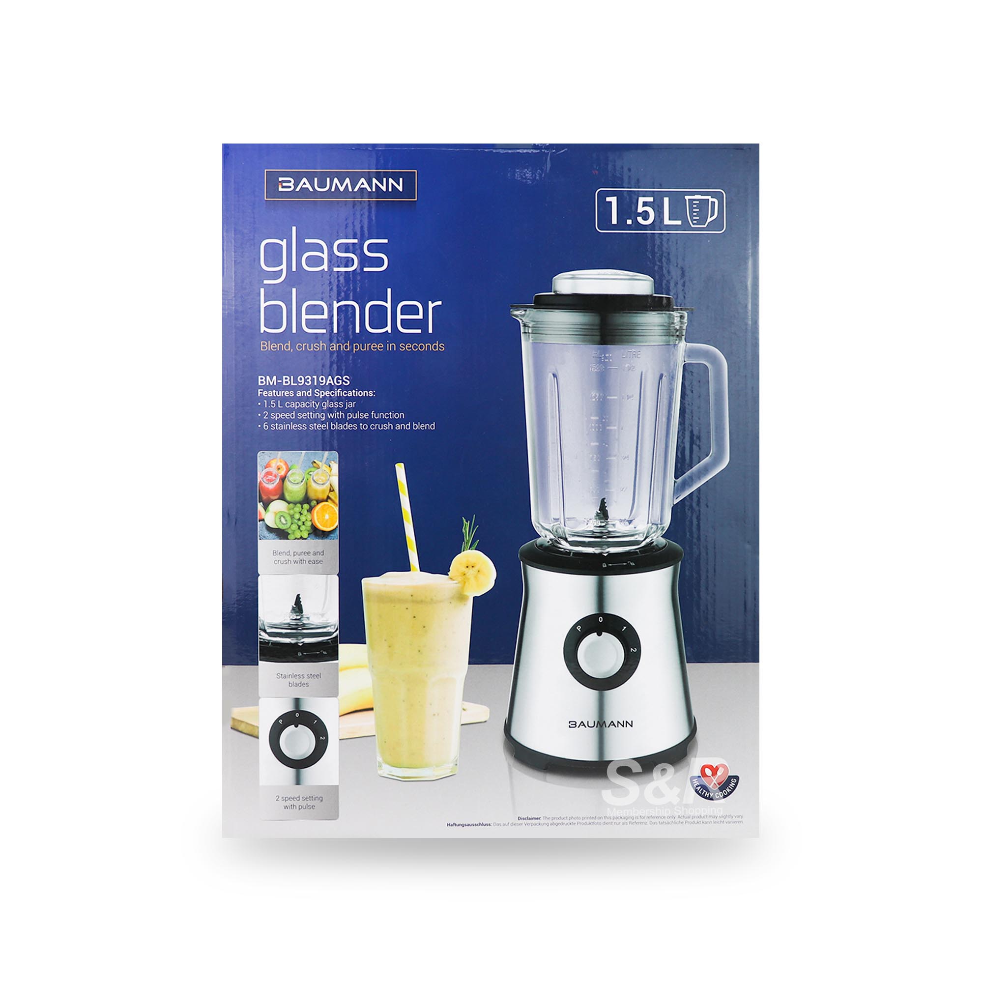 Baumann Glass Blender BM-BL9319AGS 1pc Baumann Glass Blender BM-BL9319AGS 1pc